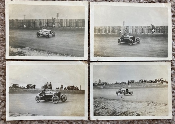 Lot of 4 Vintage Auto Racing Photographs [original photos - circa 1910's] [car racing] [racetrack]