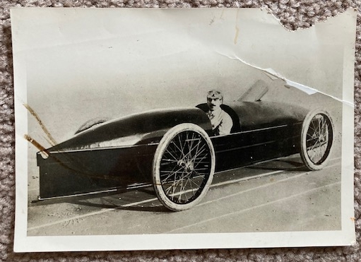 Vintage Photograph of Fred Marriott in Stanley Steamer race car
