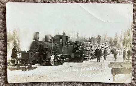 Postcard [RPPC]: Logging Tractor (engine) [Kellogg]