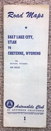 Road Maps - Salt Lake City to Cheyenne, Wyoming (voa Rawlins, Wyoming, 466 miles) [circa early 1930's]