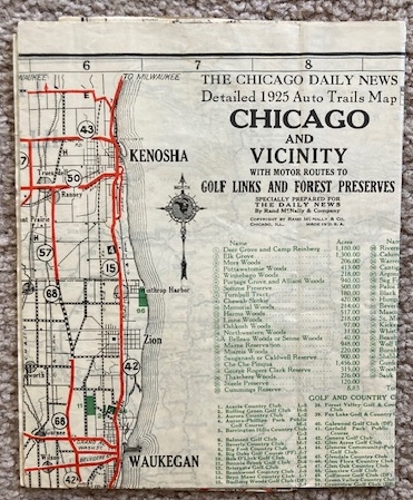 Chicago Daily News 1925 Auto Trails Map: Chicago and Vicinity / Illinois-Indiana-Michigan-Wisconsin [Road Map]