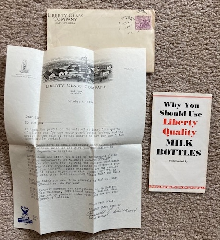1934 Liberty Glass Company brochure and advertising letter