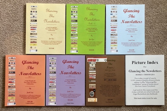Glancing the Newsletters: A look through the Eau Claire Tire Plant Publications (a total of 7 books: V1-V6, plus an index volume) [Eau Claire, Wisconsin]