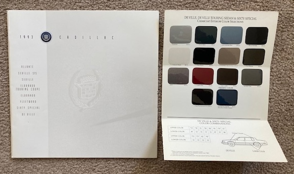 1993 Cadillac sales brochure; with 1993 Cadillac Exteriors (color palette tri-fold)