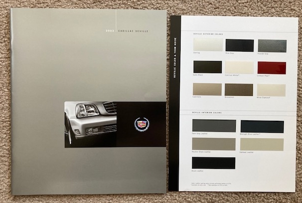 2003 Cadillac Deville sales brochure (includes color and trim guide sheet)