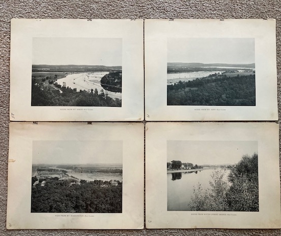 Lot of 4 Plates of Eau Claire, Wisconsin Scenes (& logging) [from Art Work of Eau Claire and Chippewa Counties]