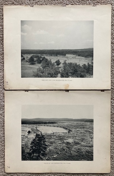 Lot of 2 Plates of Chippewa River Log Reservoir scenes [from Art Work of Eau Claire and Chippewa Counties]