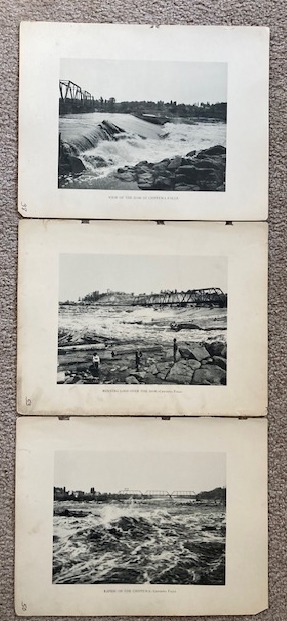 Lot of 3 Plates/Prints of the Chippewa River and Dam in Chippewa Falls [from Art Work of Eau Claire and Chippewa Counties] [Wisconsin]