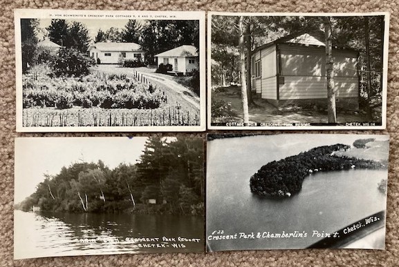Lot of 4 Postcards [RPPC] relating to Crescent Park Resort in Chetek, Wisconsin