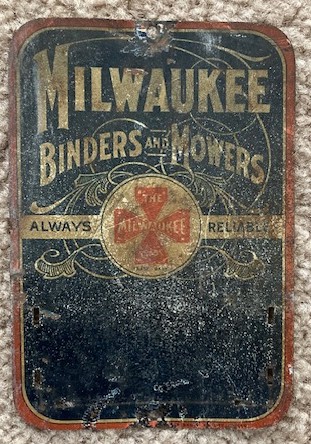 Milwaukee Binders and Mowers vintage matchholder backing plate