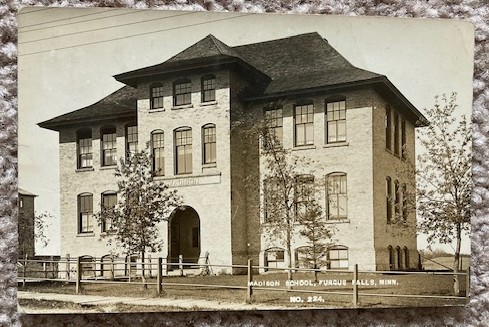 Vintage Postcard (RPPC) Madison School, Fergus Falls, Minnesota [1912]