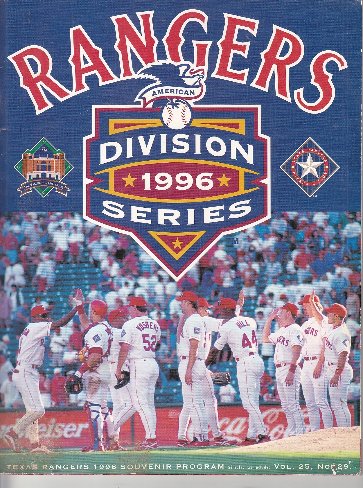 Image for Rangers American Division 1996 Series Texas Rangers1996 Souvenir Program Vol. 25 No. 29