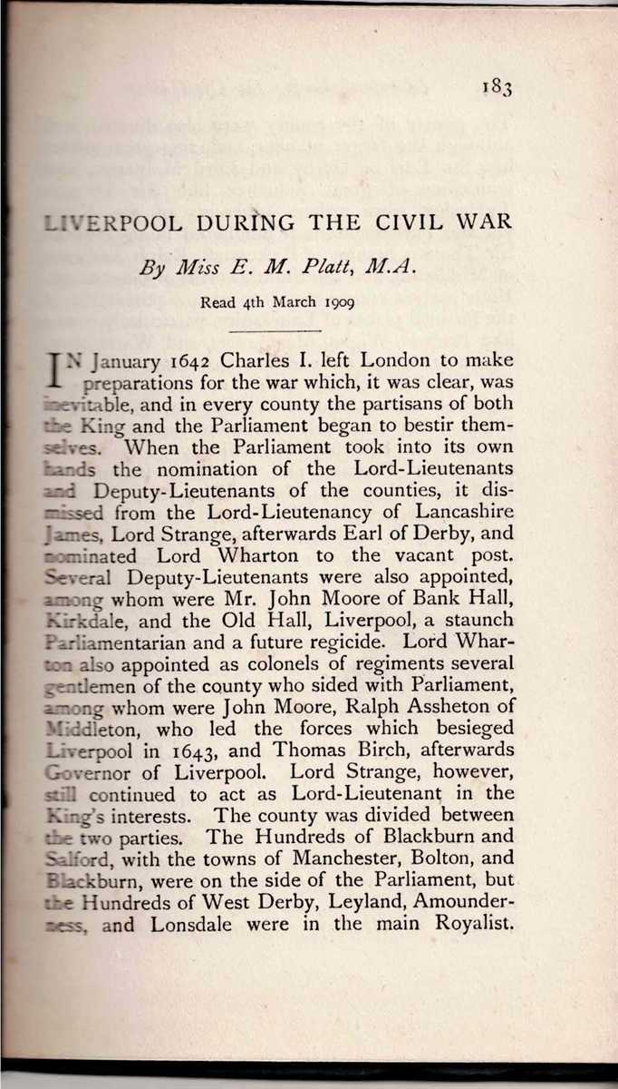 LIVERPOOL DURING THE CIVIL WAR