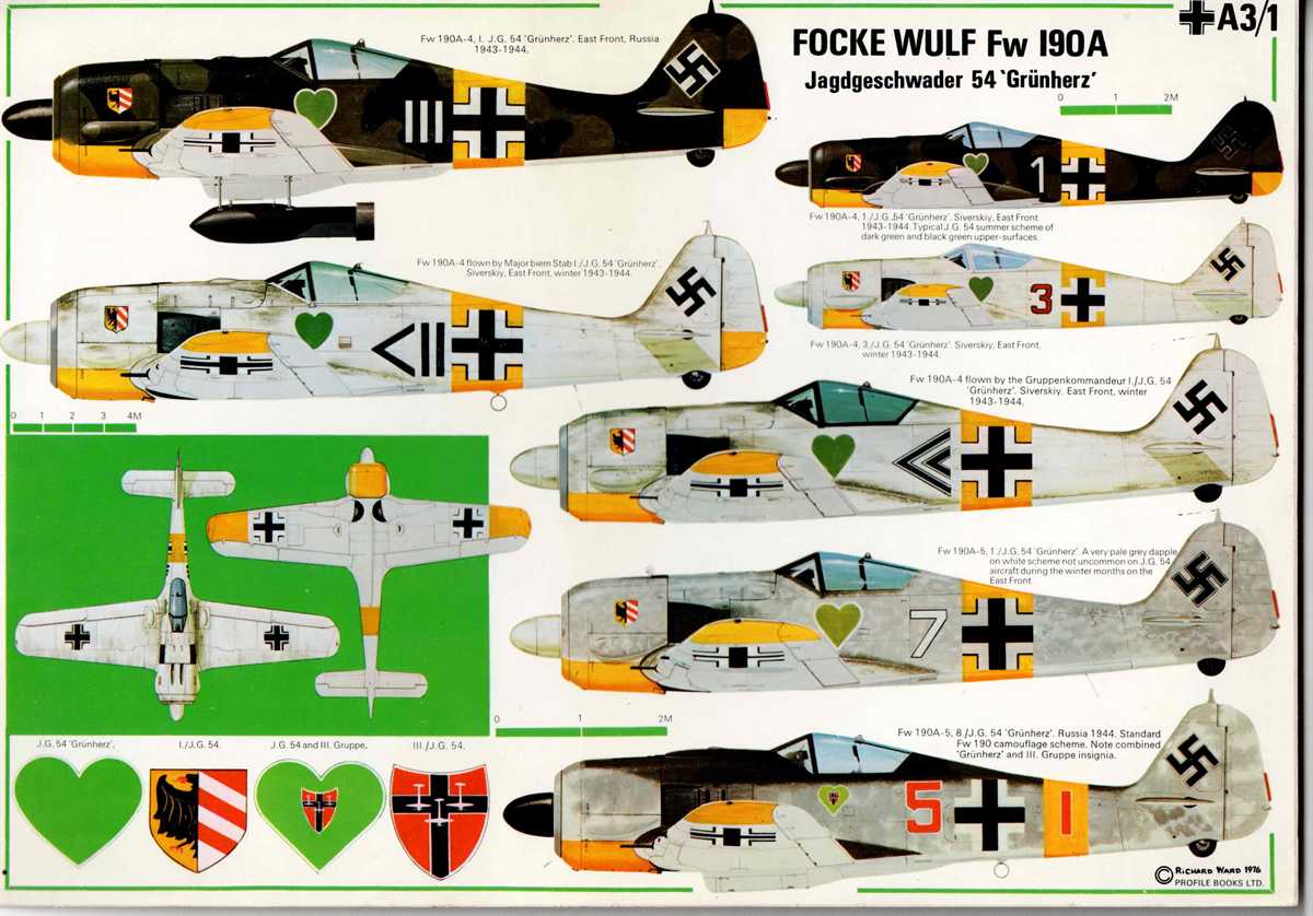 PROFILE DATA CARD A3/1: FOCKE WULF FW 190A - JAGDGESCHWADER 54 GRUNHERZ
