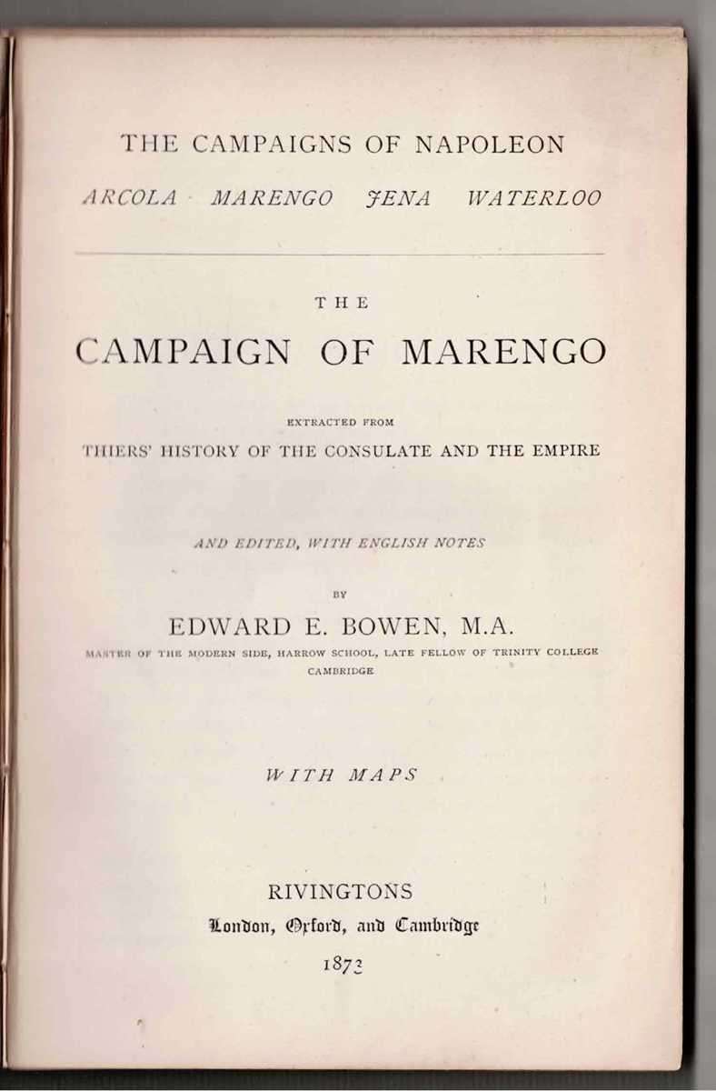 THE CAMPAIGNS OF NAPOLEON : MARENGO