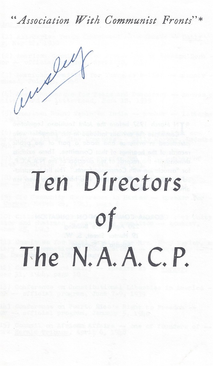 Image for Ten Directors of the N.A.A.C.P "Association With Communist Fronts"