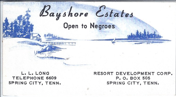 Image for Business Card for Bayshore Estates, Spring City, TN Business Card for Bayshore Estates, Spring City, TN