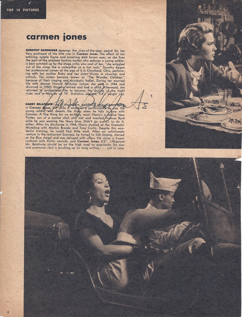Image for Signed Magazine Page , Pictures from Carmen Jones Signed Magazine Page , Pictures from Carmen Jones