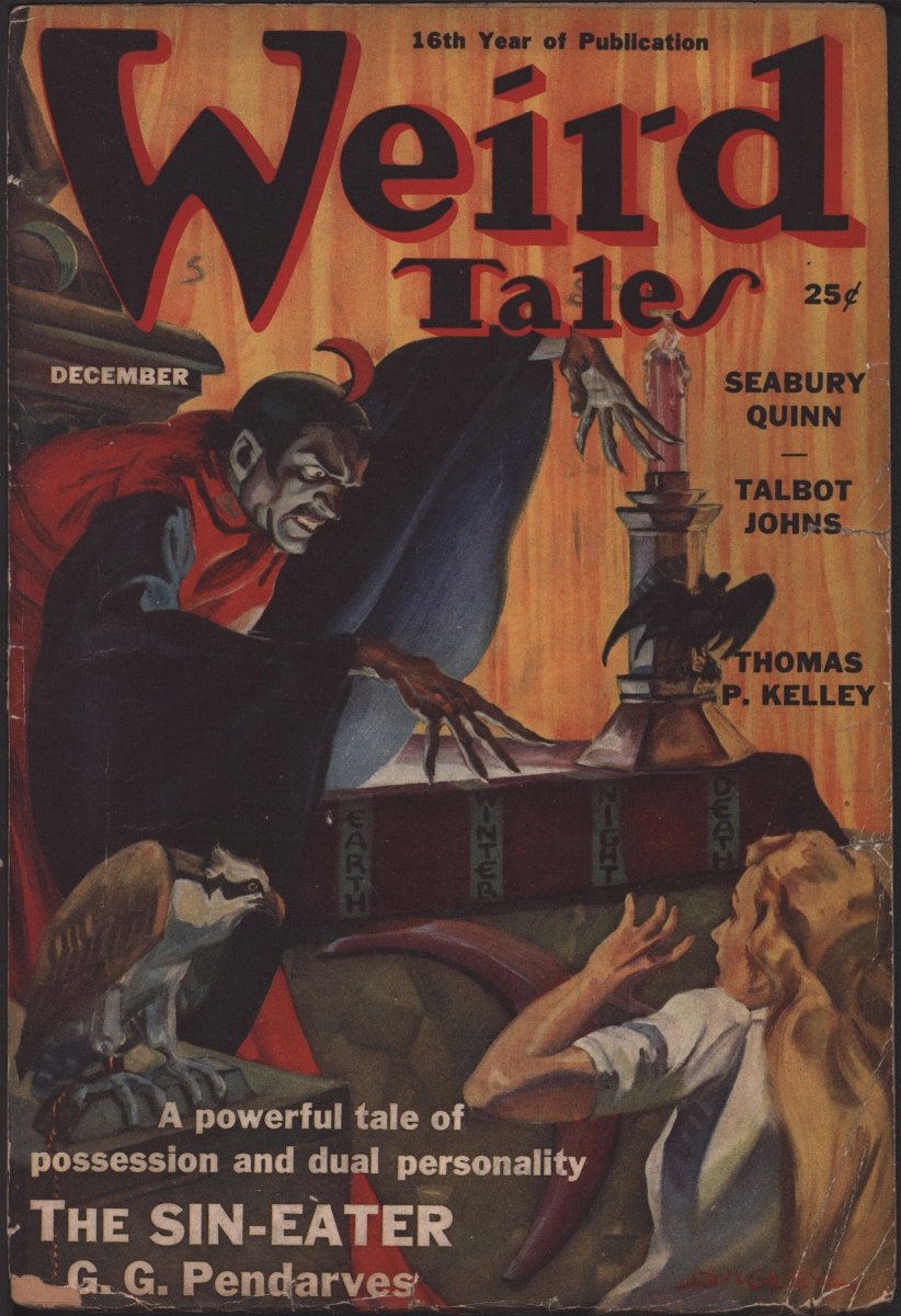 Image for Weird Tales 1938 December. Contains verse by Robert E. Howard