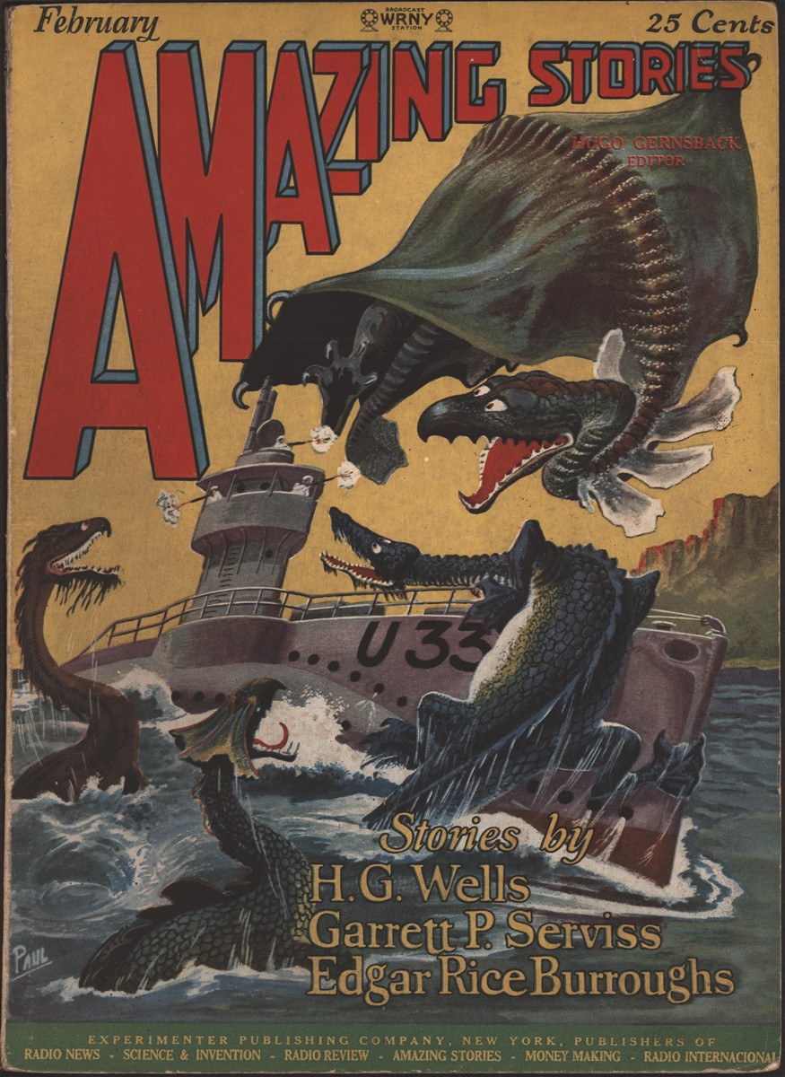 Image for Amazing Stories 1927 February. Contains Part 1 of the Land That Time Forgot
