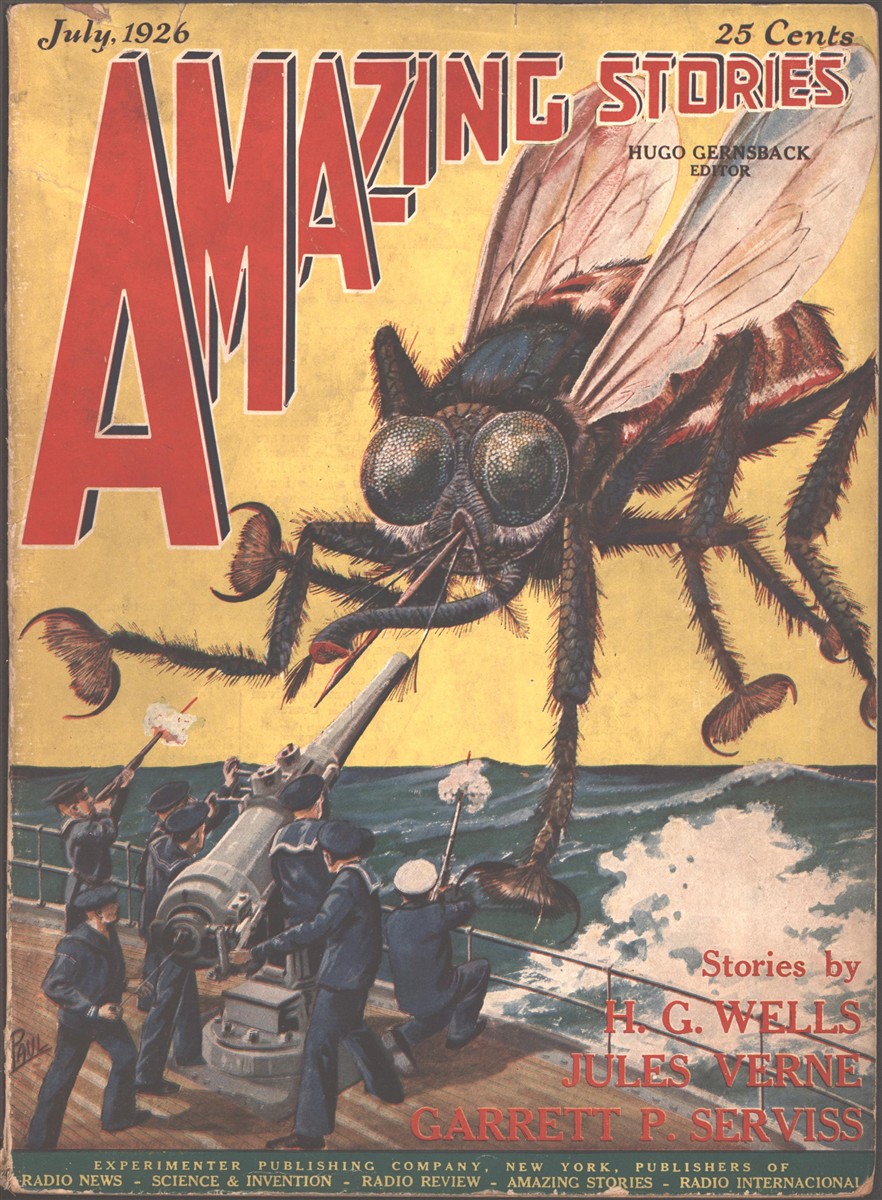 Image for Amazing Stories 1926 July, #4. Giant Fly Cover.
