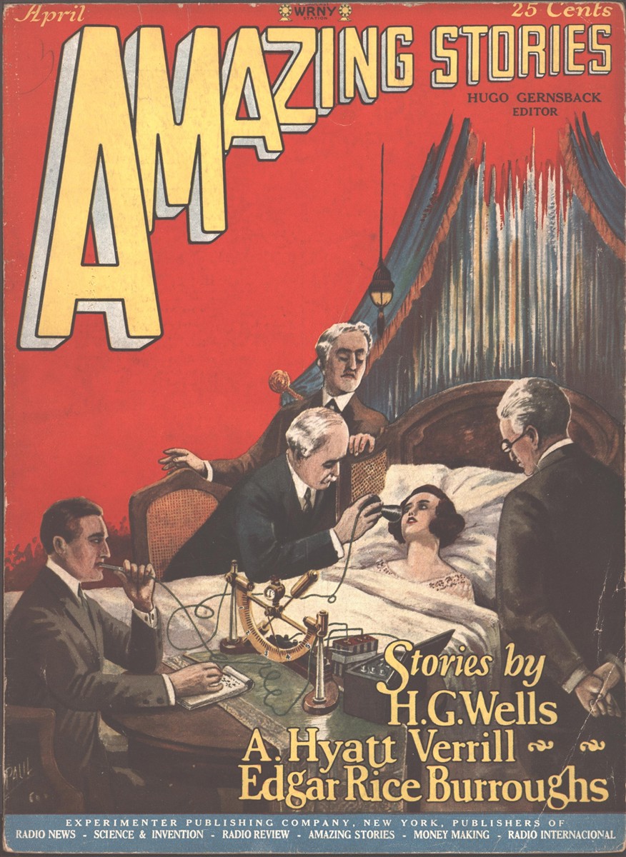 Image for Amazing Stories 1927 April. Contains The Land that Time Forgot pt. 3