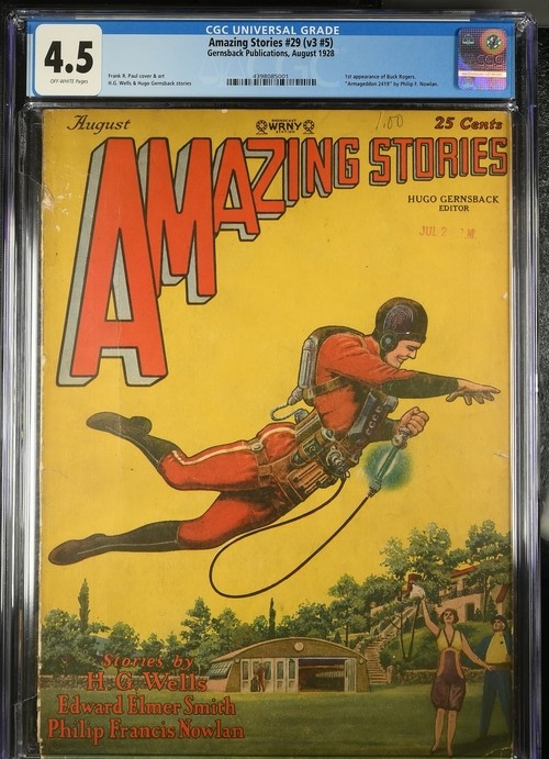 Image for Amazing Stories 1928 August. Classic Jet Pack Cover and First Appearance of Buck Rogers.