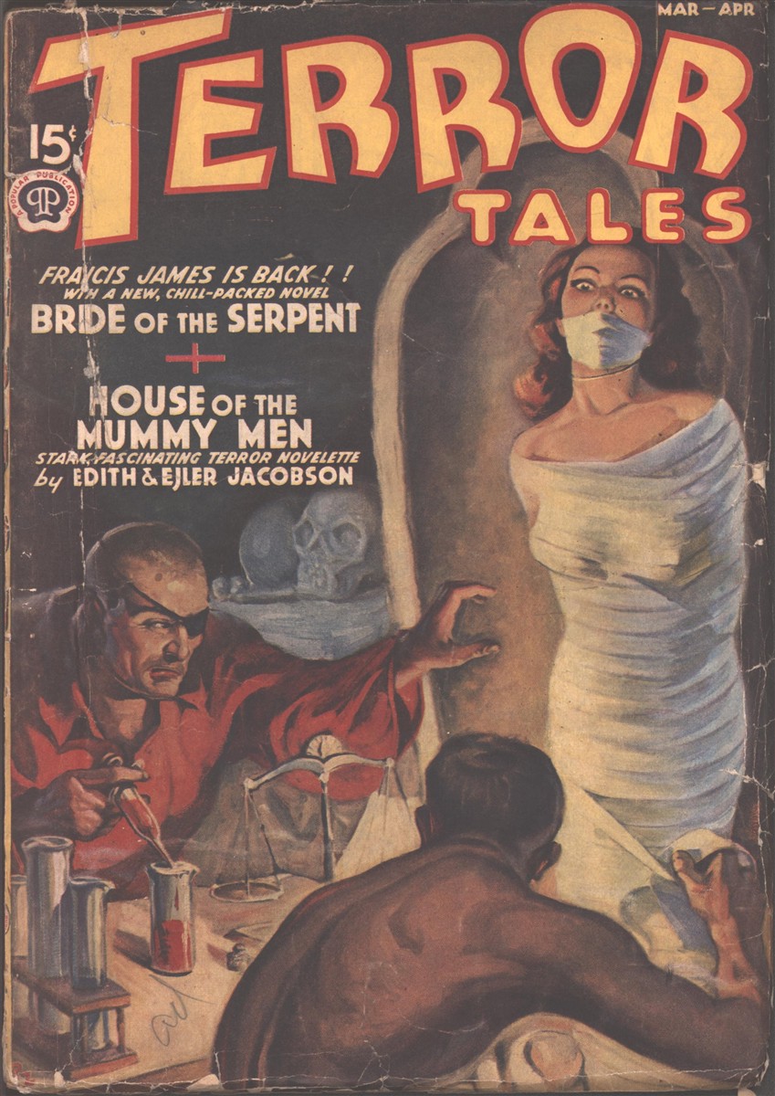 Image for Terror Tales 1939 March/April. Mummy bondage cover.