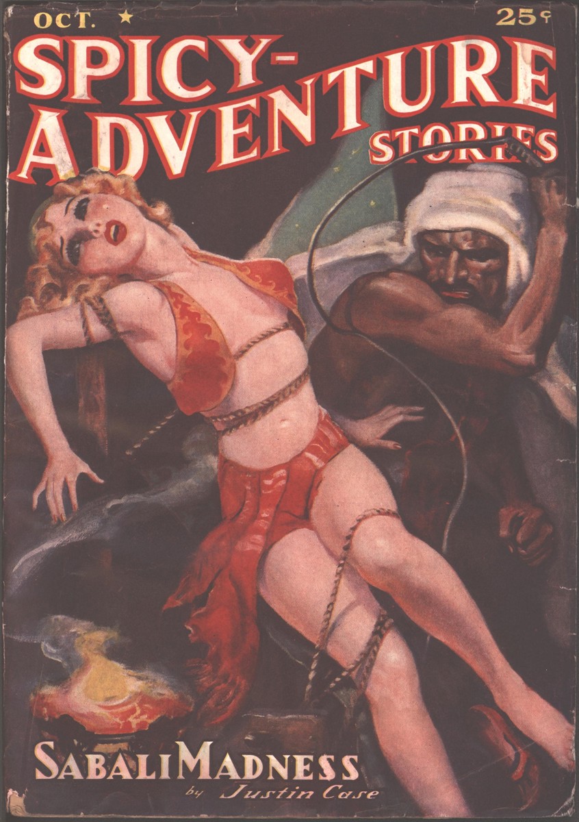 Spicy Adventure Stories 1938 October. Bondage Whipping Cover.