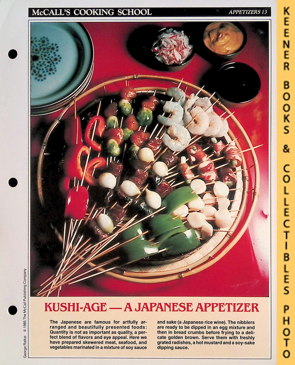 LANGAN, MARIANNE / WING, LUCY (EDITORS) - Mccall's Cooking School Recipe Card: Appetizers 13 - Skewered Japanese Nibblers : Replacement Mccall's Recipage or Recipe Card for 3-Ring Binders : Mccall's Cooking School Cookbook Series