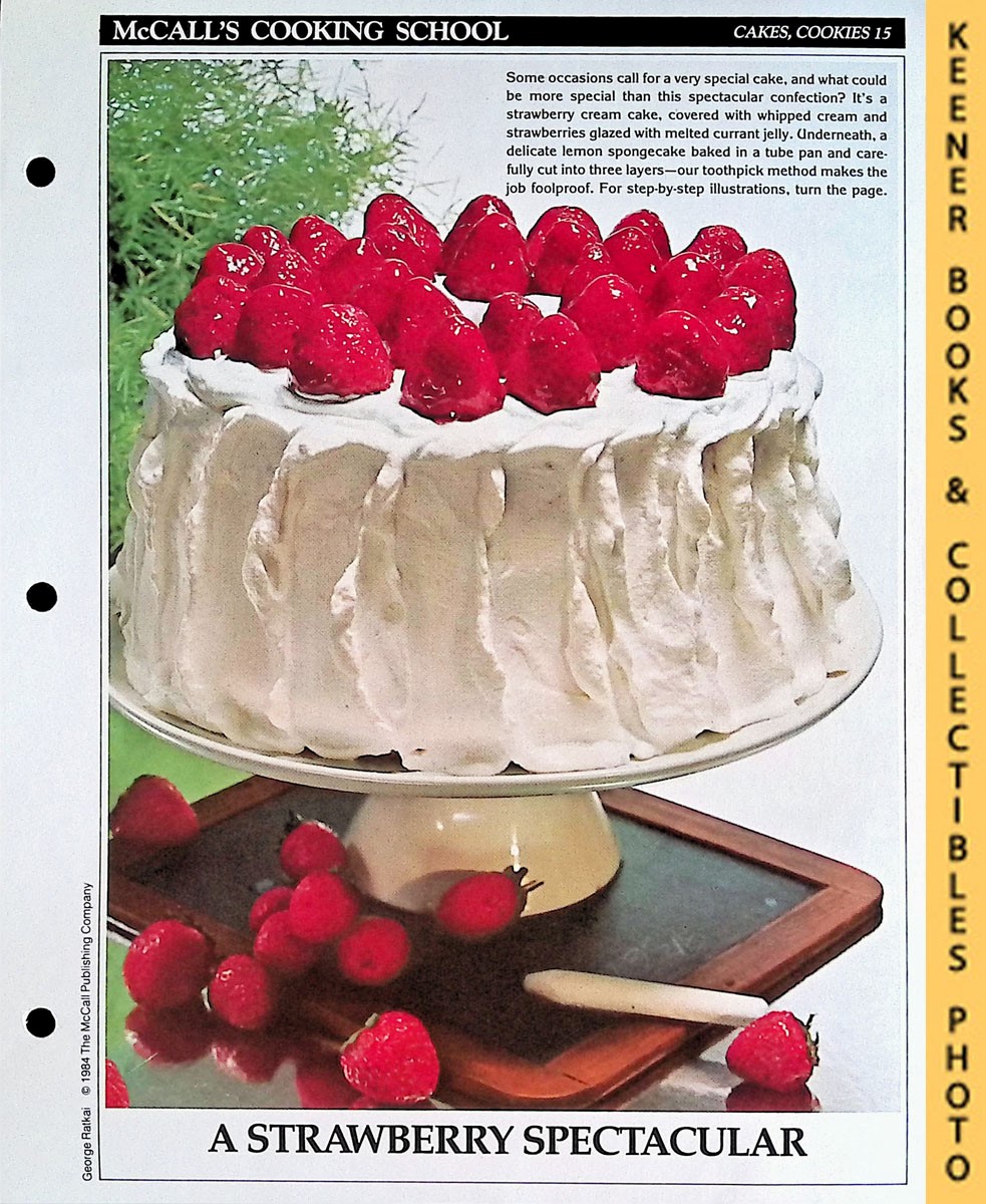 LANGAN, MARIANNE / WING, LUCY (EDITORS) - Mccall's Cooking School Recipe Card: Cakes, Cookies 15 - Strawberry Cream Cake : Replacement Mccall's Recipage or Recipe Card for 3-Ring Binders : Mccall's Cooking School Cookbook Series
