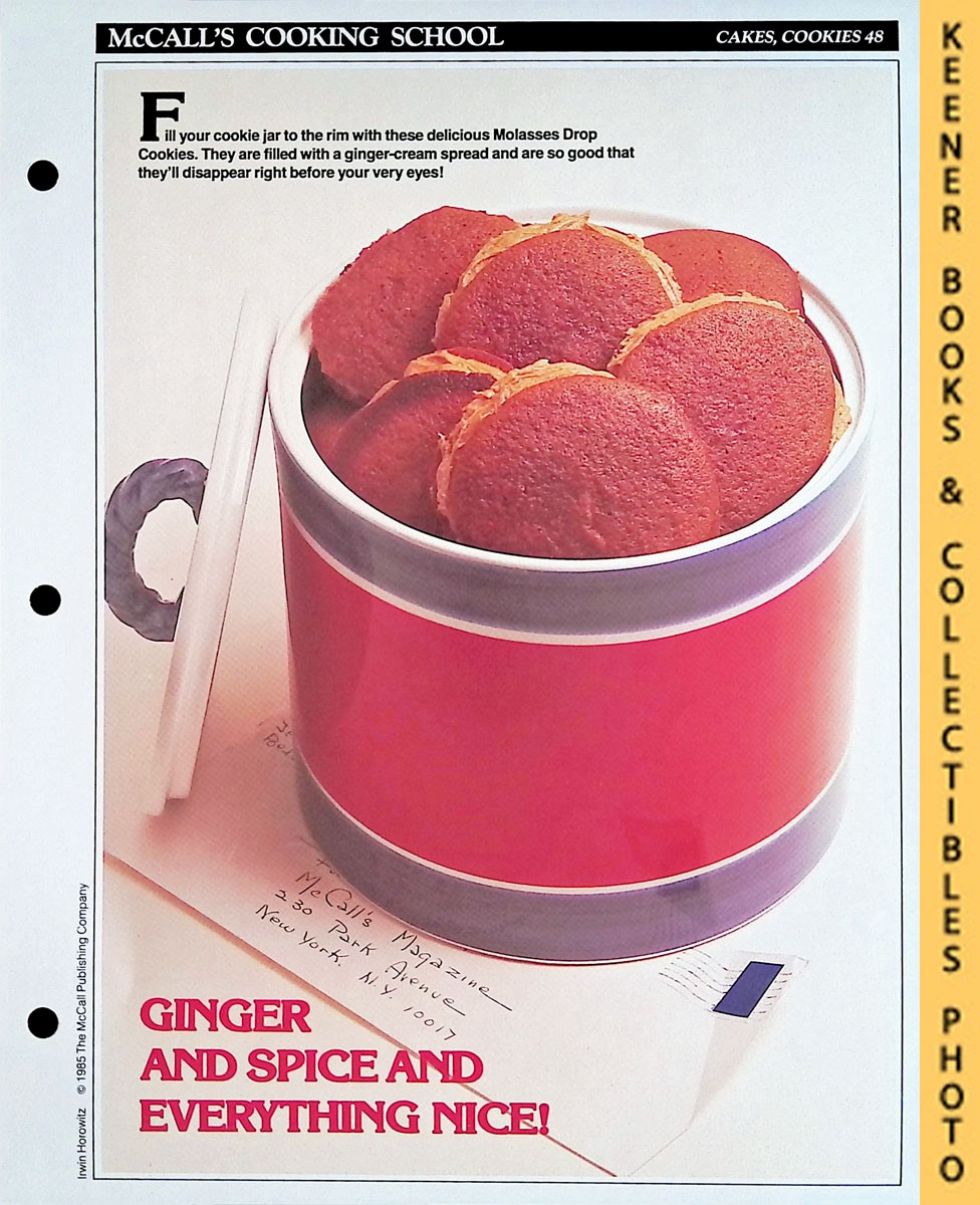 LANGAN, MARIANNE / WING, LUCY (EDITORS) - Mccall's Cooking School Recipe Card: Cakes, Cookies 48 - Molasses Drop Cookies : Replacement Mccall's Recipage or Recipe Card for 3-Ring Binders : Mccall's Cooking School Cookbook Series