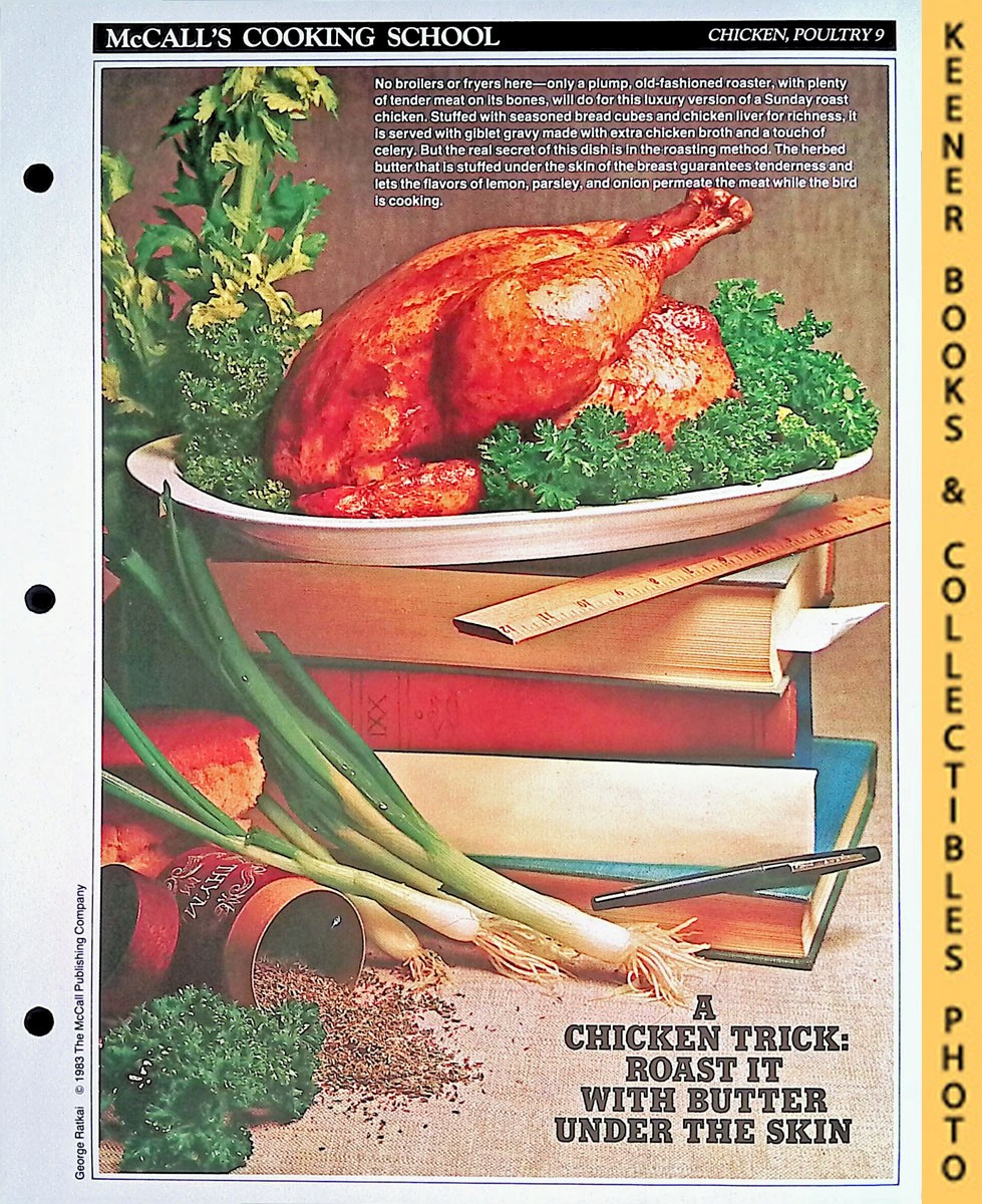 LANGAN, MARIANNE / WING, LUCY (EDITORS) - Mccall's Cooking School Recipe Card: Chicken, Poultry 9 - Roast Chicken with Herbs : Replacement Mccall's Recipage or Recipe Card for 3-Ring Binders : Mccall's Cooking School Cookbook Series