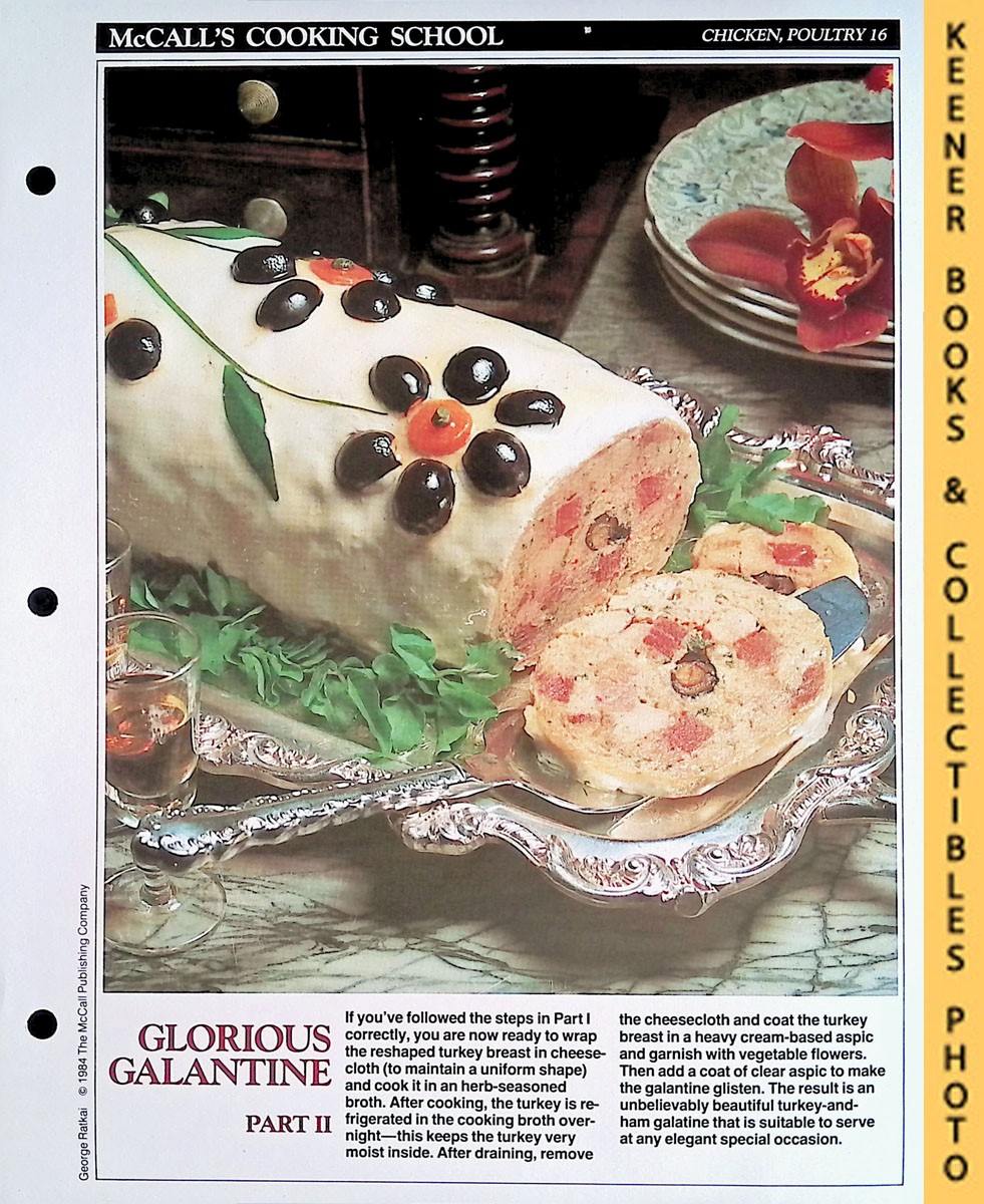 LANGAN, MARIANNE / WING, LUCY (EDITORS) - Mccall's Cooking School Recipe Card: Chicken, Poultry 16 - Turkey Breast Galantine, Part II : Replacement Mccall's Recipage or Recipe Card for 3-Ring Binders : Mccall's Cooking School Cookbook Series