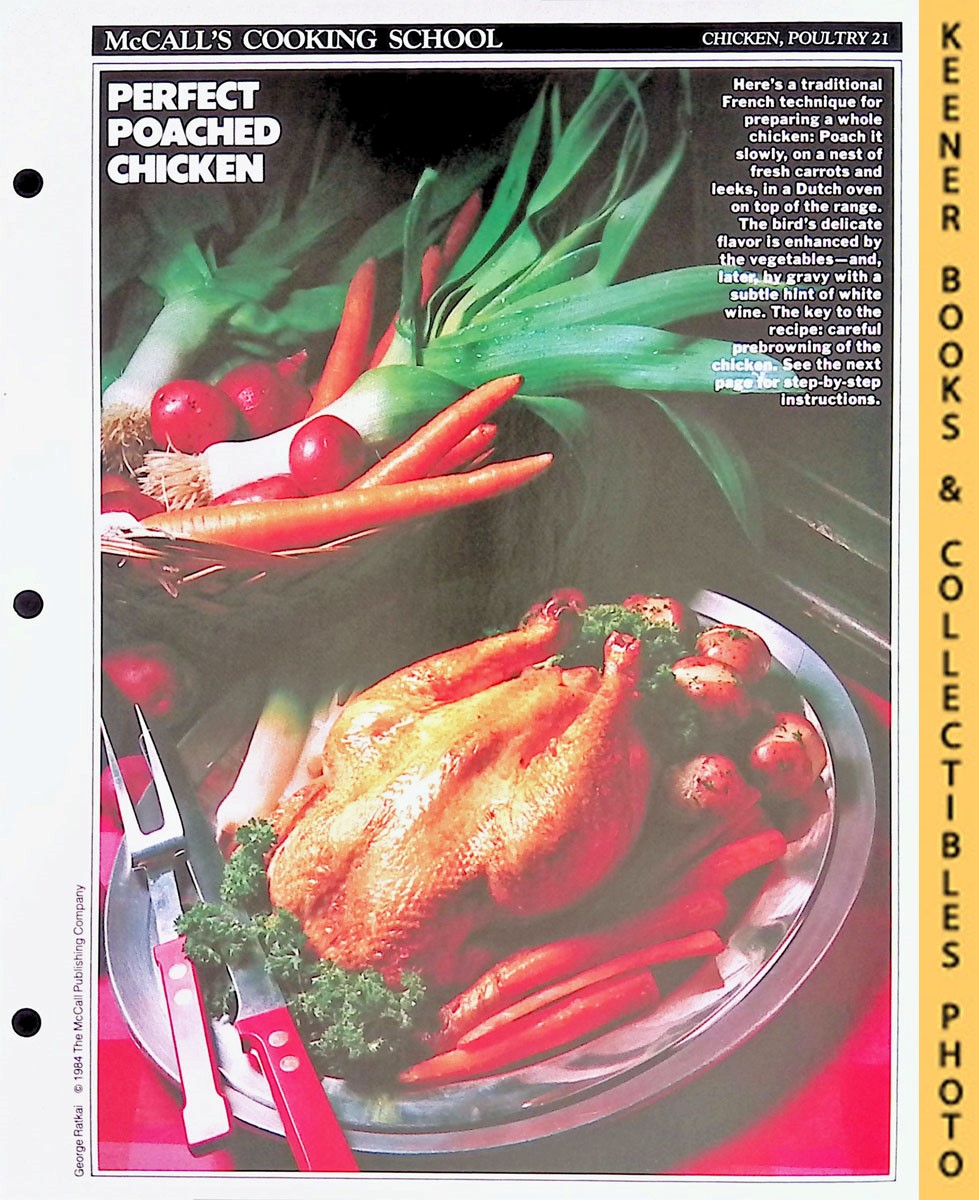 LANGAN, MARIANNE / WING, LUCY (EDITORS) - Mccall's Cooking School Recipe Card: Chicken, Poultry 21 - Poached Chicken with Vegetables : Replacement Mccall's Recipage or Recipe Card for 3-Ring Binders : Mccall's Cooking School Cookbook Series