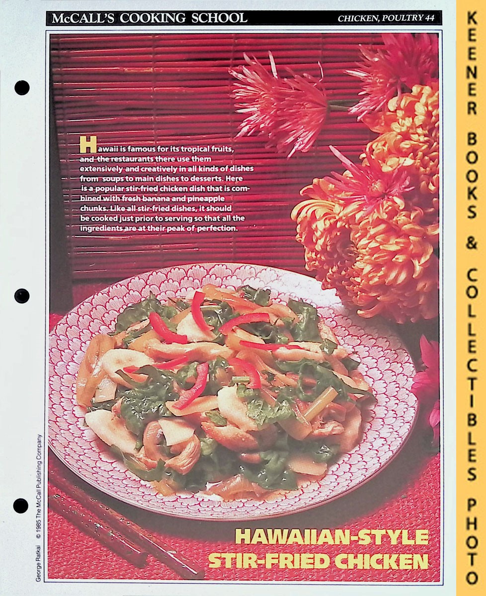 LANGAN, MARIANNE / WING, LUCY (EDITORS) - Mccall's Cooking School Recipe Card: Chicken, Poultry 44 - Trader VICS Chicken Mauna Kea : Replacement Mccall's Recipage or Recipe Card for 3-Ring Binders : Mccall's Cooking School Cookbook Series