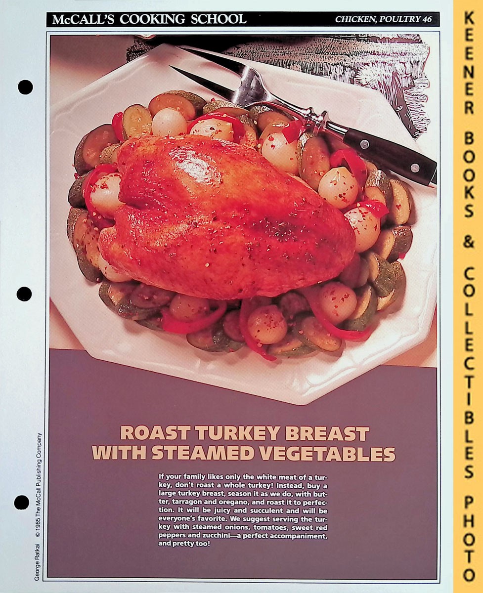 LANGAN, MARIANNE / WING, LUCY (EDITORS) - Mccall's Cooking School Recipe Card: Chicken, Poultry 46 - Roast Breast of Turkey : Replacement Mccall's Recipage or Recipe Card for 3-Ring Binders : Mccall's Cooking School Cookbook Series