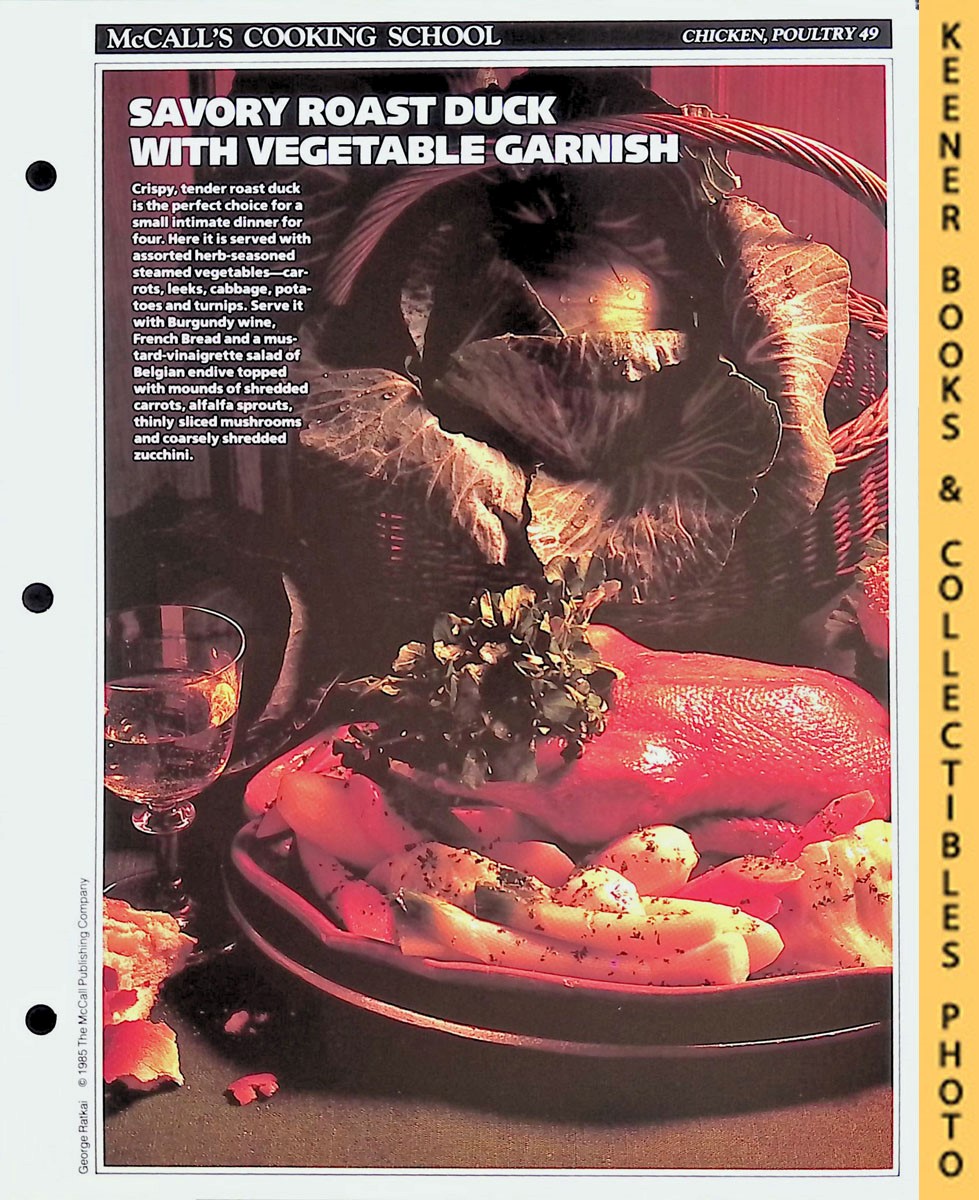 LANGAN, MARIANNE / WING, LUCY (EDITORS) - Mccall's Cooking School Recipe Card: Chicken, Poultry 49 - Roast Duckling with Vegetables : Replacement Mccall's Recipage or Recipe Card for 3-Ring Binders : Mccall's Cooking School Cookbook Series