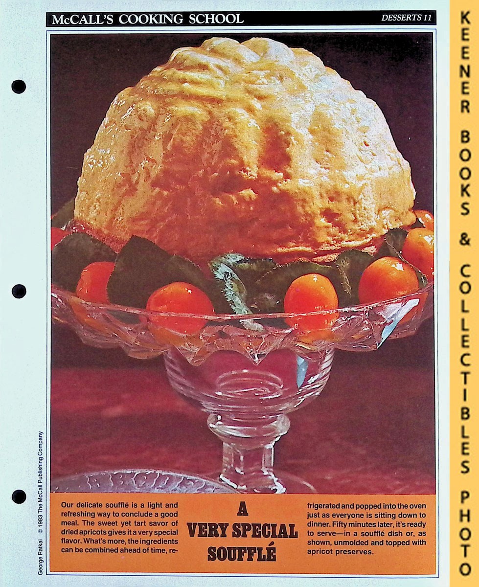 LANGAN, MARIANNE / WING, LUCY (EDITORS) - Mccall's Cooking School Recipe Card: Desserts 11 - Molded Apricot Souffle : Replacement Mccall's Recipage or Recipe Card for 3-Ring Binders : Mccall's Cooking School Cookbook Series