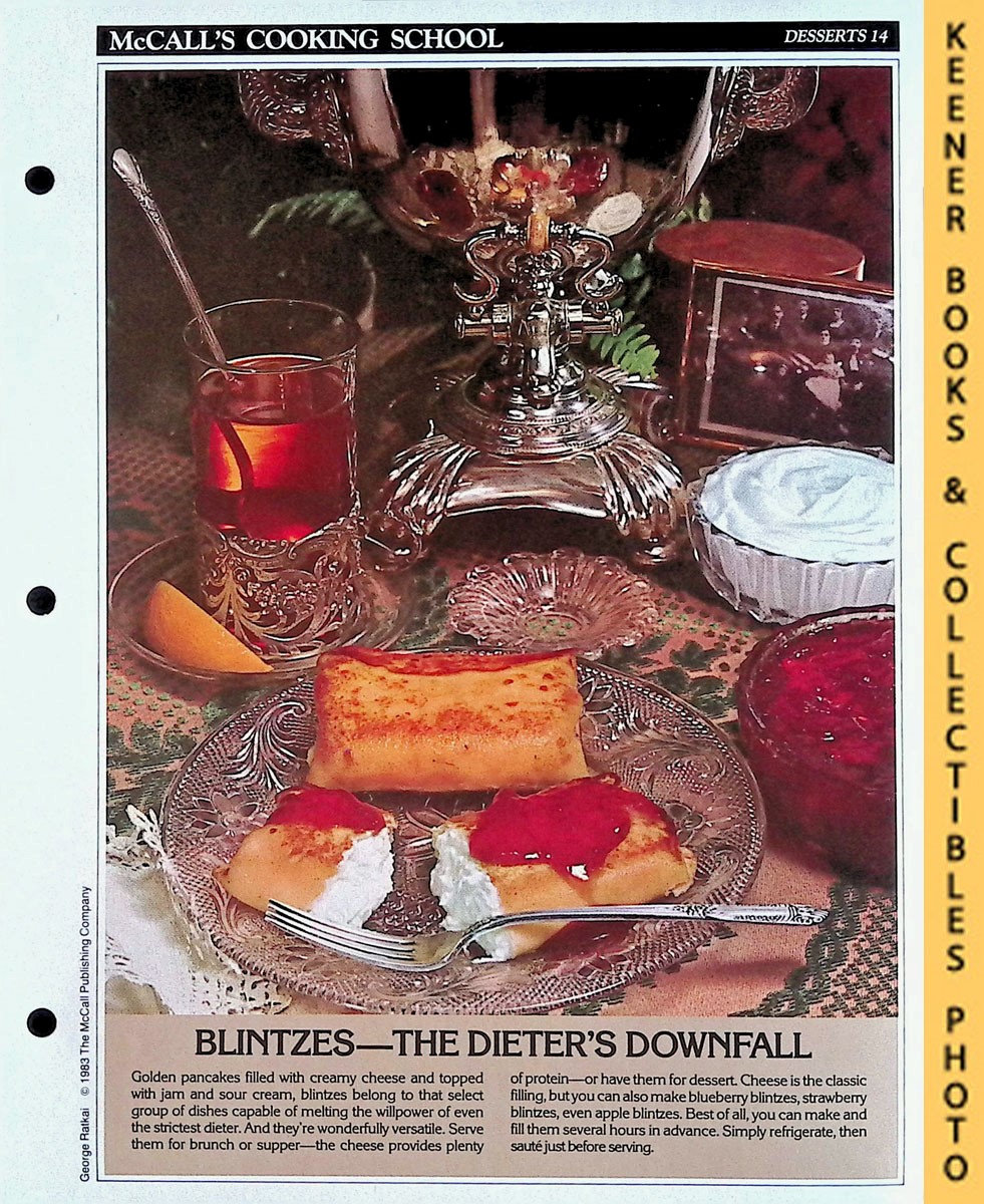 LANGAN, MARIANNE / WING, LUCY (EDITORS) - Mccall's Cooking School Recipe Card: Desserts 14 - Blintzes : Replacement Mccall's Recipage or Recipe Card for 3-Ring Binders : Mccall's Cooking School Cookbook Series