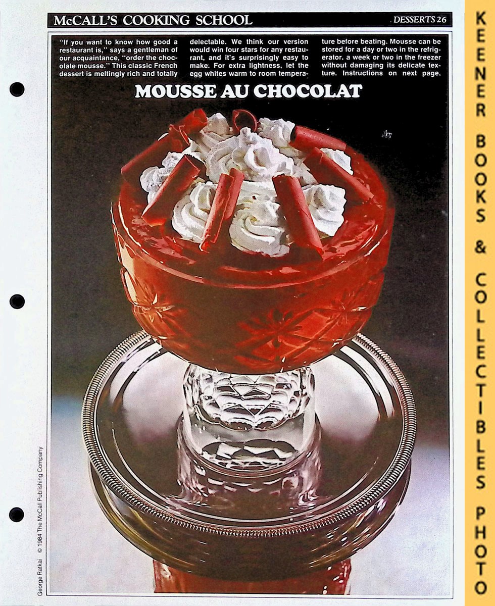 LANGAN, MARIANNE / WING, LUCY (EDITORS) - Mccall's Cooking School Recipe Card: Desserts 26 - Chocolate Mousse : Replacement Mccall's Recipage or Recipe Card for 3-Ring Binders : Mccall's Cooking School Cookbook Series
