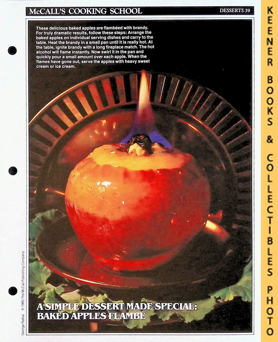 LANGAN, MARIANNE / WING, LUCY (EDITORS) - Mccall's Cooking School Recipe Card: Desserts 39 - Flaming Baked Apples : Replacement Mccall's Recipage or Recipe Card for 3-Ring Binders : Mccall's Cooking School Cookbook Series