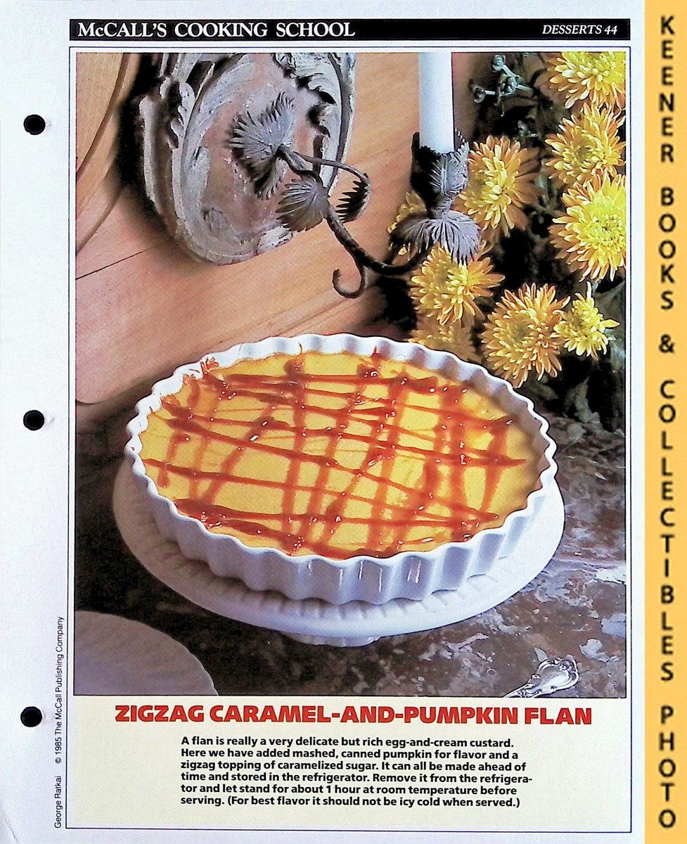 LANGAN, MARIANNE / WING, LUCY (EDITORS) - Mccall's Cooking School Recipe Card: Desserts 44 - Caramel-Pumpkin Flan : Replacement Mccall's Recipage or Recipe Card for 3-Ring Binders : Mccall's Cooking School Cookbook Series