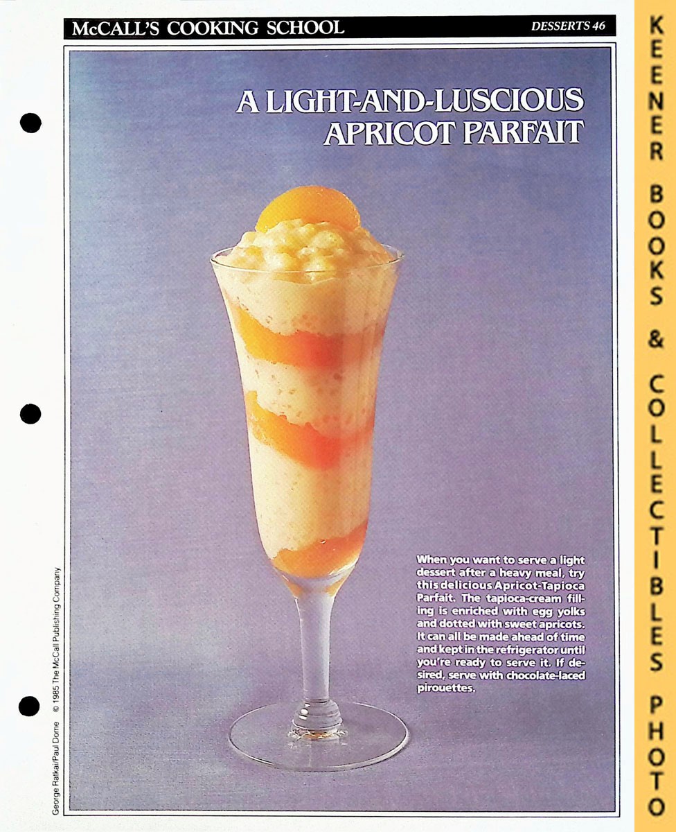 LANGAN, MARIANNE / WING, LUCY (EDITORS) - Mccall's Cooking School Recipe Card: Desserts 46 - Apricot-Tapioca Parfait : Replacement Mccall's Recipage or Recipe Card for 3-Ring Binders : Mccall's Cooking School Cookbook Series