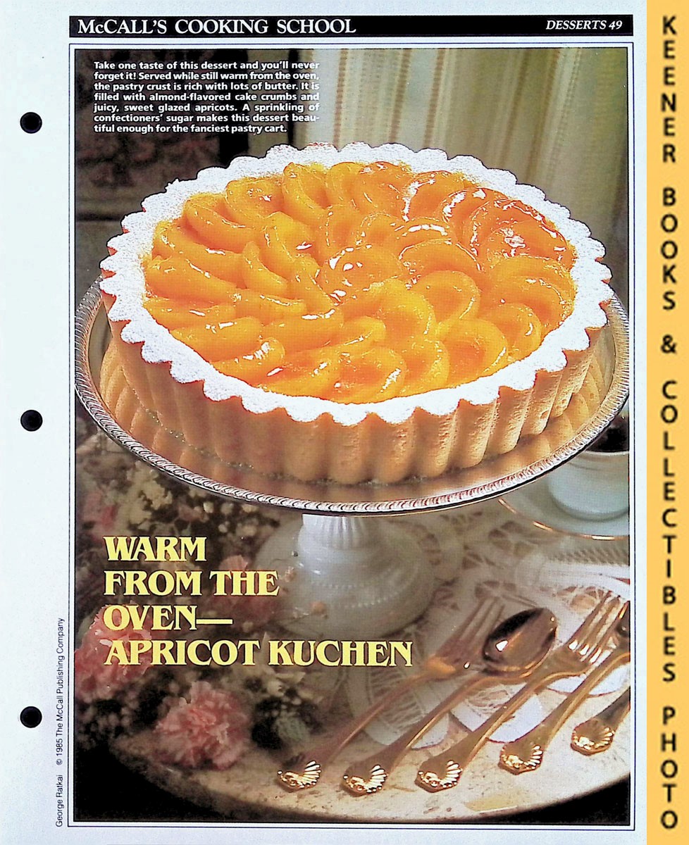 LANGAN, MARIANNE / WING, LUCY (EDITORS) - Mccall's Cooking School Recipe Card: Desserts 49 - Apricot Kuchen : Replacement Mccall's Recipage or Recipe Card for 3-Ring Binders : Mccall's Cooking School Cookbook Series
