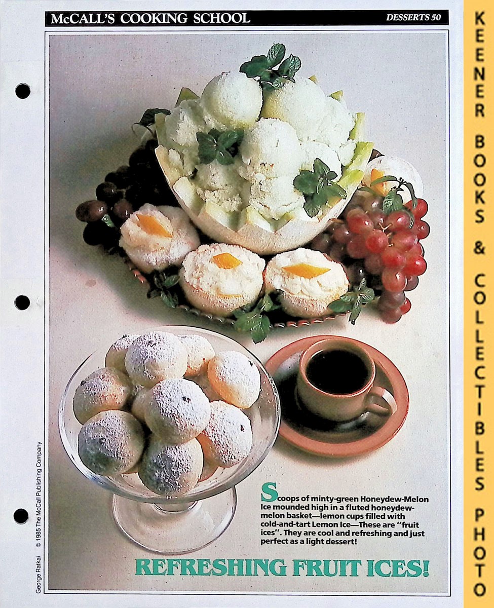 LANGAN, MARIANNE / WING, LUCY (EDITORS) - Mccall's Cooking School Recipe Card: Desserts 50 - Honeydew-Melon & Lemon Ice : Replacement Mccall's Recipage or Recipe Card for 3-Ring Binders : Mccall's Cooking School Cookbook Series