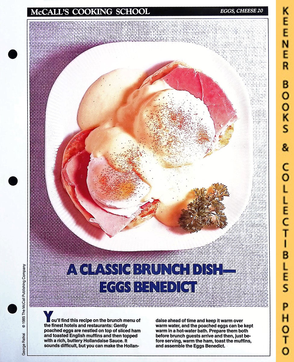 LANGAN, MARIANNE / WING, LUCY (EDITORS) - Mccall's Cooking School Recipe Card: Eggs, Cheese 20 - Eggs Benedict : Replacement Mccall's Recipage or Recipe Card for 3-Ring Binders : Mccall's Cooking School Cookbook Series