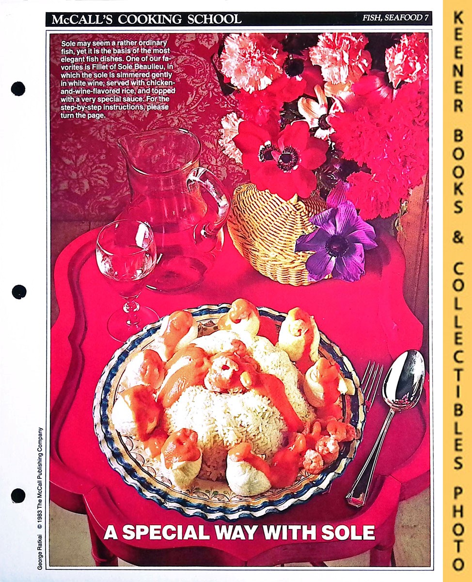 LANGAN, MARIANNE / WING, LUCY (EDITORS) - Mccall's Cooking School Recipe Card: Fish, Seafood 7 - Fillets of Sole Beaulieu : Replacement Mccall's Recipage or Recipe Card for 3-Ring Binders : Mccall's Cooking School Cookbook Series