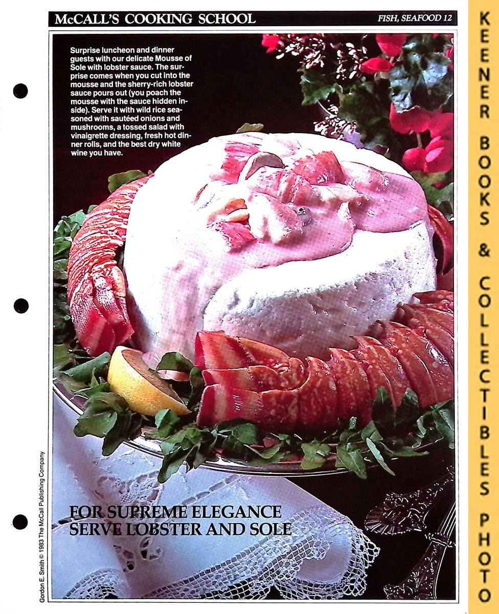 LANGAN, MARIANNE / WING, LUCY (EDITORS) - Mccall's Cooking School Recipe Card: Fish, Seafood 12 - Mousse of Sole with Lobster Sauce : Replacement Mccall's Recipage or Recipe Card for 3-Ring Binders : Mccall's Cooking School Cookbook Series