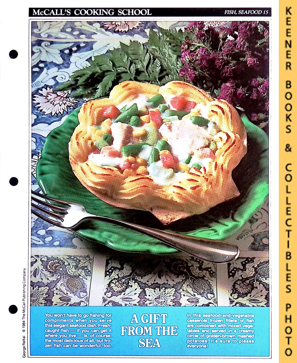 LANGAN, MARIANNE / WING, LUCY (EDITORS) - Mccall's Cooking School Recipe Card: Fish, Seafood 15 - Seafood and Vegetables en Casserole : Replacement Mccall's Recipage or Recipe Card for 3-Ring Binders : Mccall's Cooking School Cookbook Series